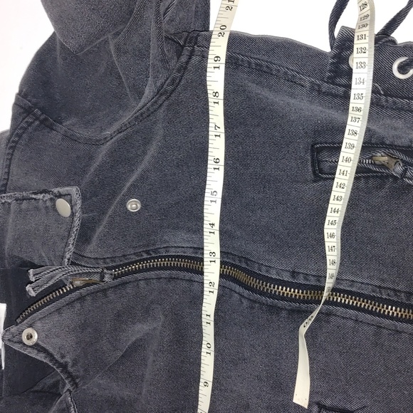 12th tribe faded black Moto jean jacket size small distressed - Picture 5 of 8